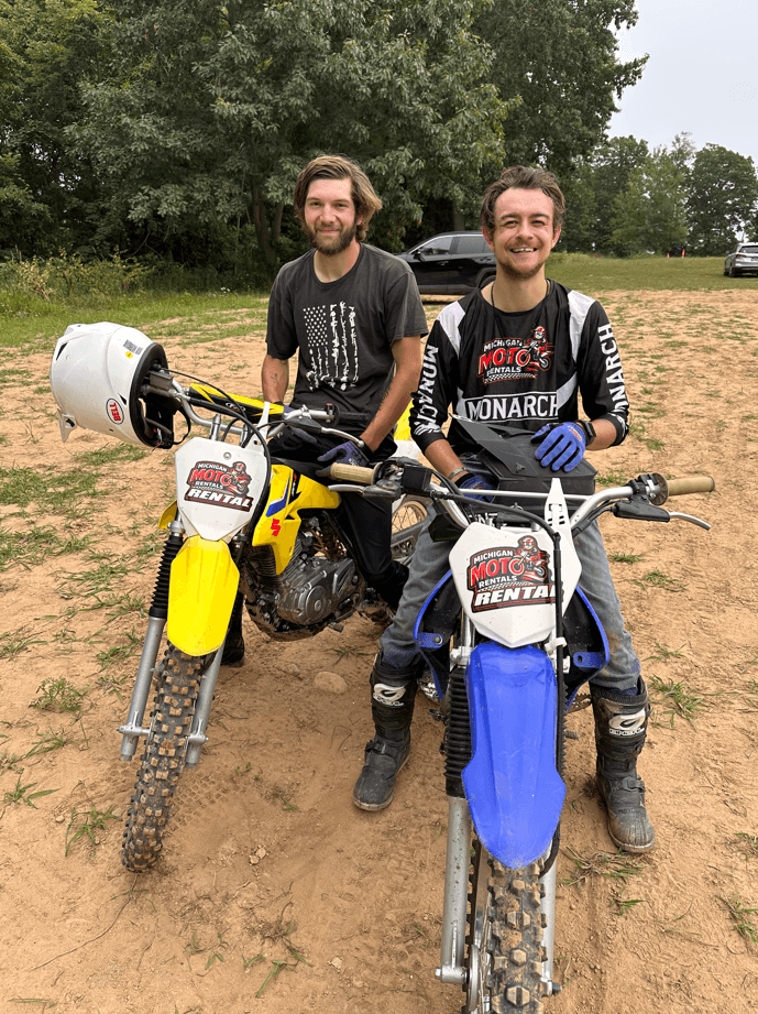 Renter riding his dirt bike at Michigan Moto Rentals