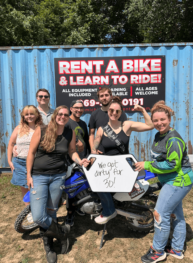 Renter riding his dirt bike at Michigan Moto Rentals