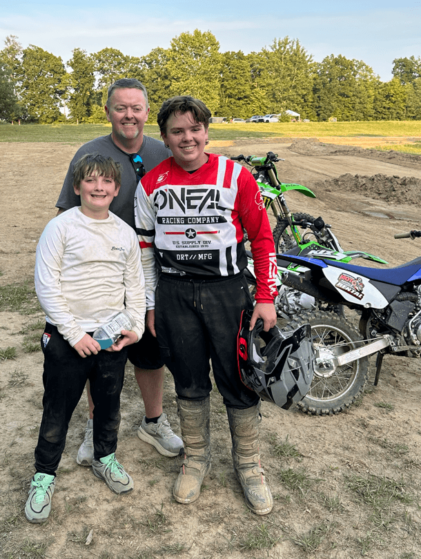 Renter riding his dirt bike at Michigan Moto Rentals